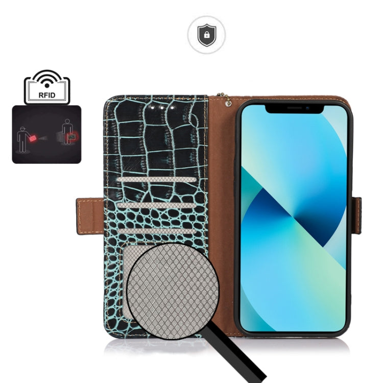For OPPO Reno9 / Reno9 Pro Crocodile Top Layer Cowhide Leather Phone Case(Green) Eurekaonline