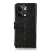 For OPPO Reno9 / Reno9 Pro KHAZNEH Side-Magnetic Litchi Genuine Leather RFID Phone Case(Black) Eurekaonline