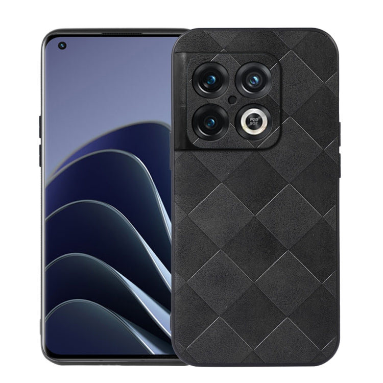 For OnePlus 10 Pro 5G Weave Plaid PU Phone Case(Black) Eurekaonline