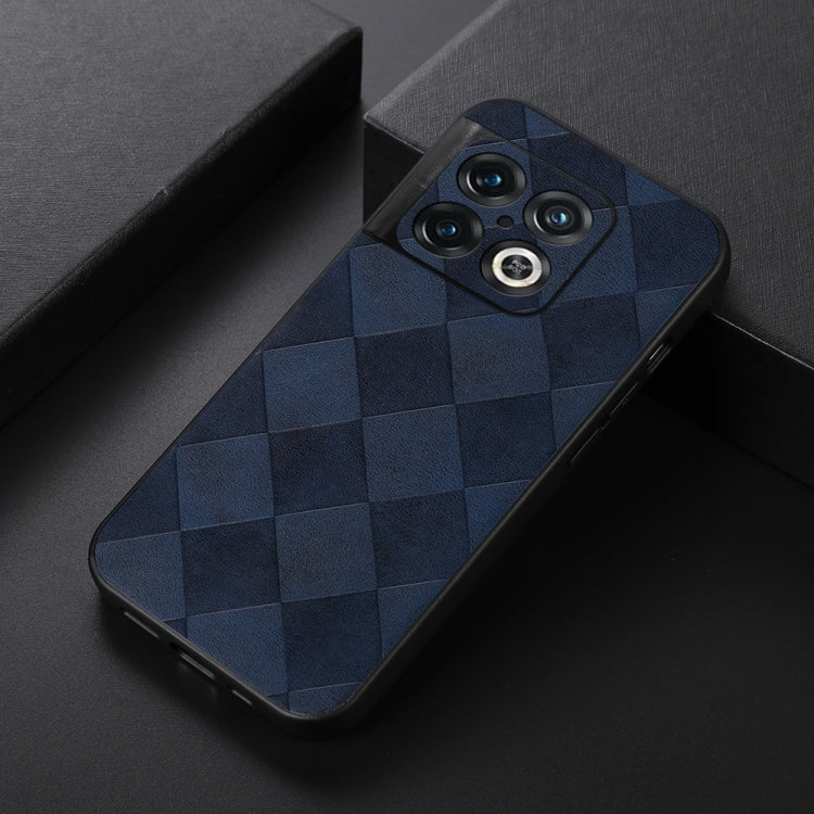 For OnePlus 10 Pro 5G Weave Plaid PU Phone Case(Blue) Eurekaonline