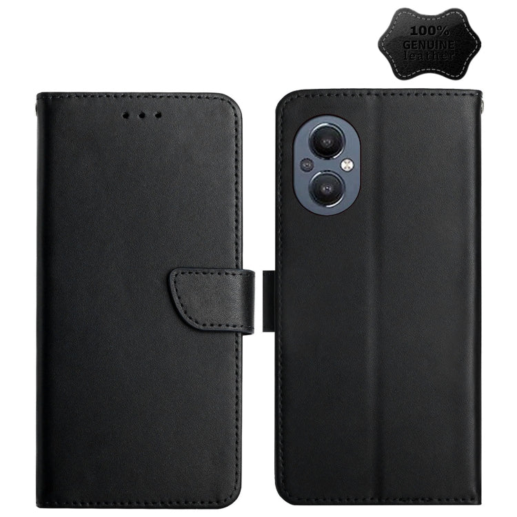 For OnePlus Nord N20 5G Genuine Leather Fingerprint-proof Horizontal Flip Phone Case(Black) Eurekaonline