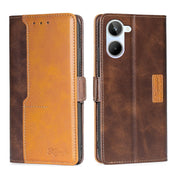 For Realme 10 4G Contrast Color Side Buckle Leather Phone Case(Dark Brown+Gold) Eurekaonline