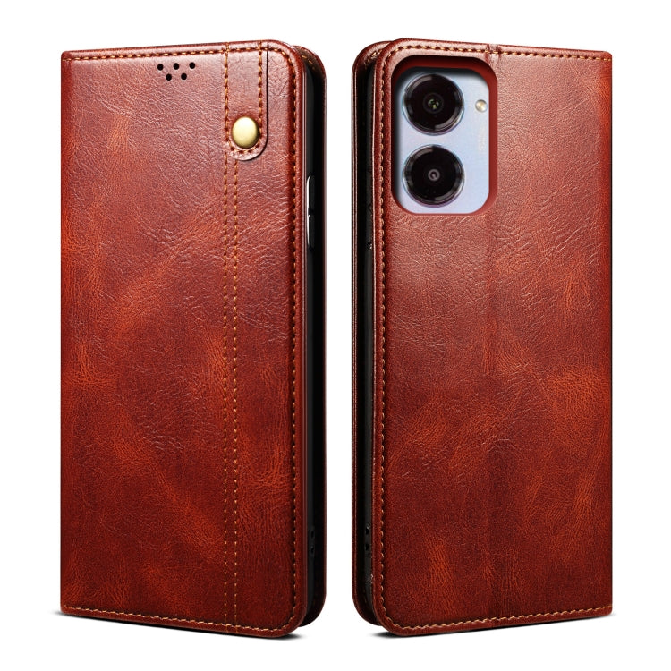 For Realme 10 4G Oil Wax Crazy Horse Texture Leather Phone Case(Brown) Eurekaonline