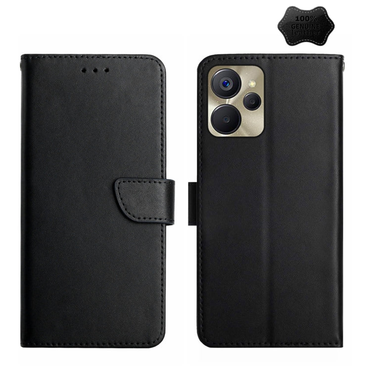 For Realme 9i 5G Genuine Leather Fingerprint-proof Flip Phone Case(Black) Eurekaonline
