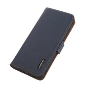For Samsung Galaxy A32 5G KHAZNEH Side-Magnetic Litchi Genuine Leather RFID Phone Case(Blue) Eurekaonline
