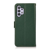 For Samsung Galaxy A32 5G KHAZNEH Side-Magnetic Litchi Genuine Leather RFID Phone Case(Green) Eurekaonline
