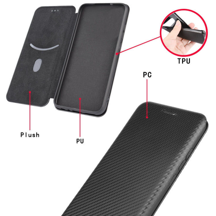 For Samsung Galaxy A42 5G Carbon Fiber Texture Horizontal Flip TPU + PC + PU Leather Case with Card Slot(Black) Eurekaonline