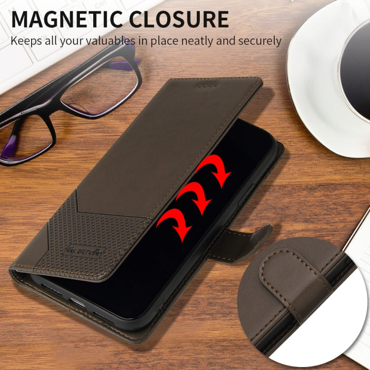 For Samsung Galaxy A42 5G GQUTROBE Skin Feel Magnetic Leather Phone Case(Brown) Eurekaonline