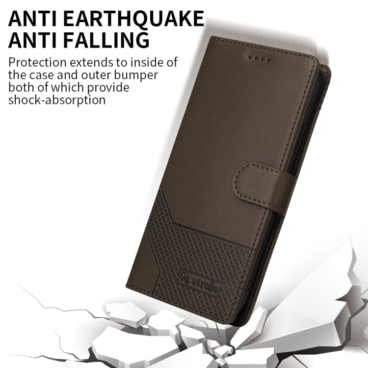 For Samsung Galaxy A42 5G GQUTROBE Skin Feel Magnetic Leather Phone Case(Brown) Eurekaonline