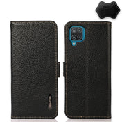 For Samsung Galaxy A42 5G KHAZNEH Side-Magnetic Litchi Genuine Leather RFID Phone Case(Black) Eurekaonline