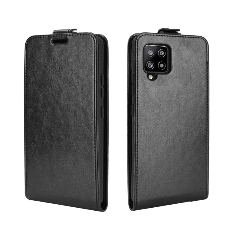 For Samsung Galaxy A42 5G  R64 Texture Single Vertical Flip Leather Protective Case with Card Slots & Photo Frame(Black) Eurekaonline