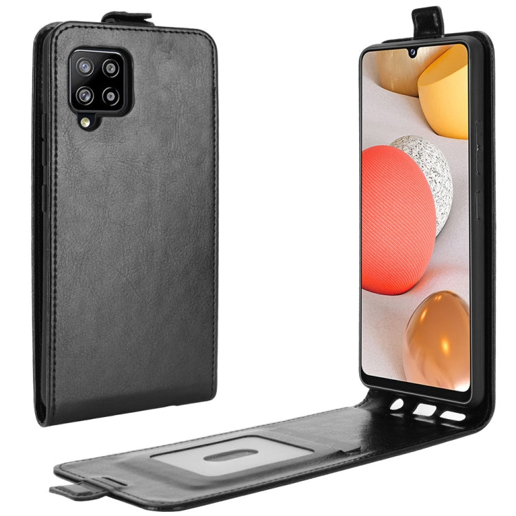 For Samsung Galaxy A42 5G  R64 Texture Single Vertical Flip Leather Protective Case with Card Slots & Photo Frame(Black) Eurekaonline