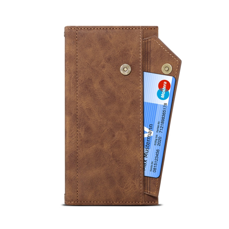For Samsung Galaxy A42 / M42 5G Retro Frosted Horizontal Flip Leather Case with Holder & Card Slot & Wallet & Zipper Pocket & Lanyard(Brown) Eurekaonline