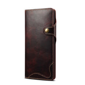 For Samsung Galaxy Note20 Denior Oil Wax Cowhide Magnetic Button Genuine Leather Case(Dark Red) Eurekaonline