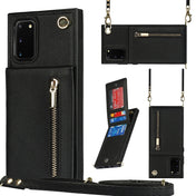 For Samsung Galaxy S20 FE 5G Cross-body Zipper Square TPU+PU Back Cover Case with Holder & Card Slots & Wallet & Strap(Black) Eurekaonline