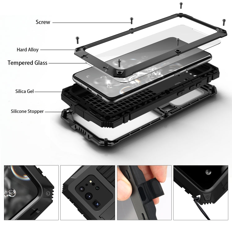 For Samsung Galaxy S20 Plus R-JUST Waterproof Shockproof Dustproof Metal + Silicone Protective Case(Black) Eurekaonline