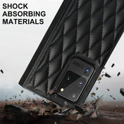 For Samsung Galaxy S20 Ultra Elegant Rhombic Pattern Microfiber Leather +TPU Shockproof Case with Crossbody Strap Chain(Black) Eurekaonline