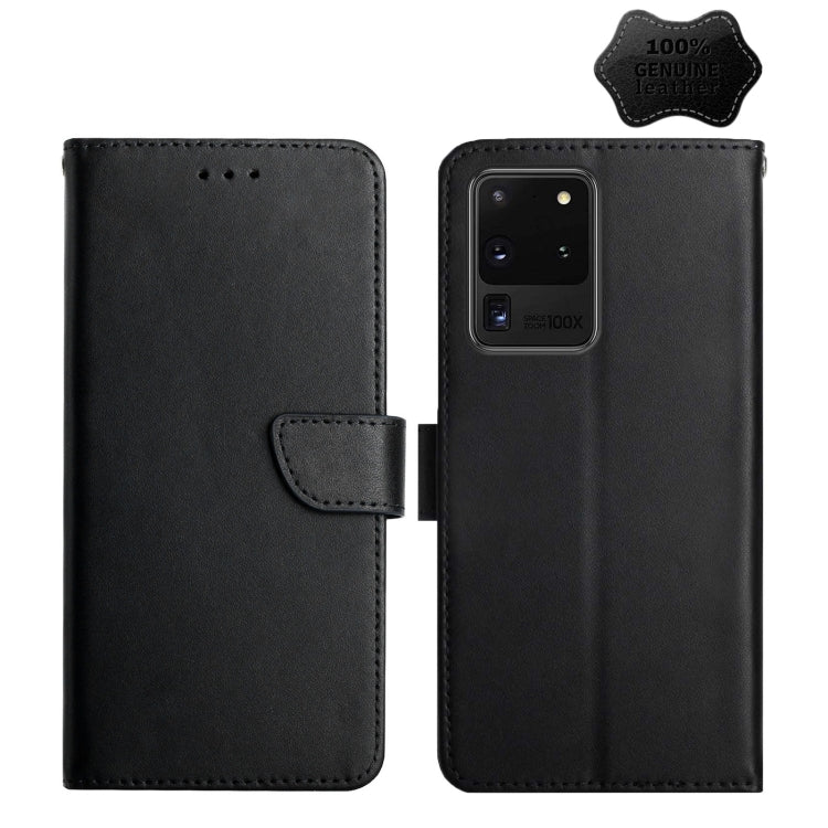 For Samsung Galaxy S20 Ultra Genuine Leather Fingerprint-proof Horizontal Flip Phone Case(Black) Eurekaonline