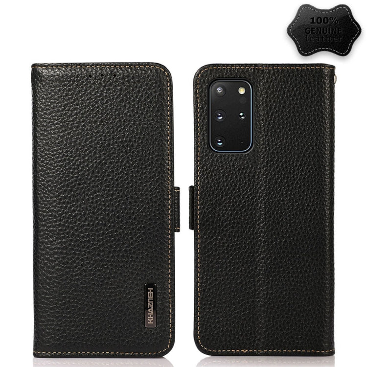 For Samsung Galaxy S20 Ultra KHAZNEH Side-Magnetic Litchi Genuine Leather RFID Phone Case(Black) Eurekaonline