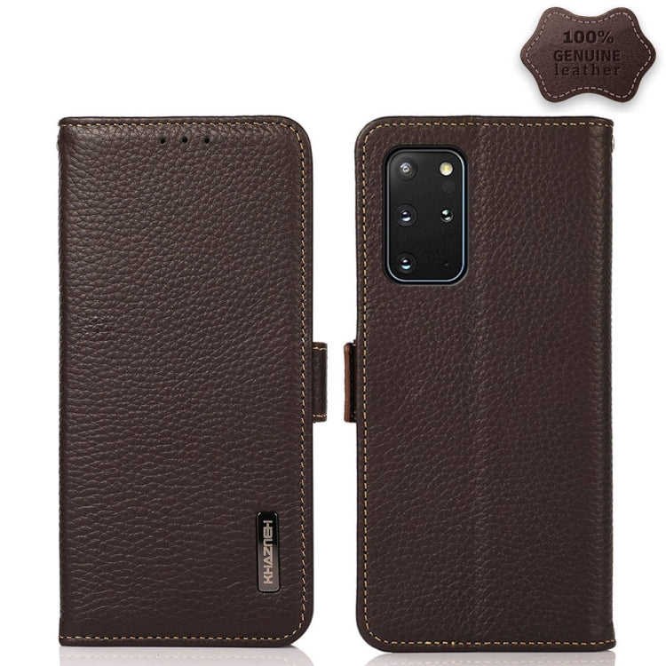 For Samsung Galaxy S20 Ultra KHAZNEH Side-Magnetic Litchi Genuine Leather RFID Phone Case(Brown) Eurekaonline