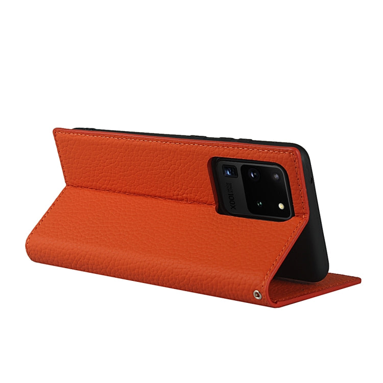 For Samsung Galaxy S20 Ultra Litchi Genuine Leather Phone Case (Orange) Eurekaonline