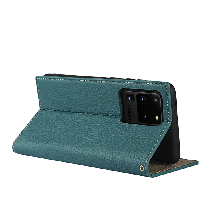 For Samsung Galaxy S20 Ultra Litchi Genuine Leather Phone Case(Sky Blue) Eurekaonline