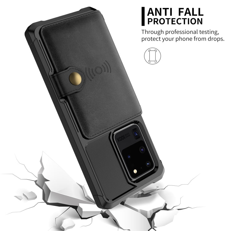 For Samsung Galaxy S20 Ultra Magnetic Wallet Card Bag Leather Phone Case(Black) Eurekaonline