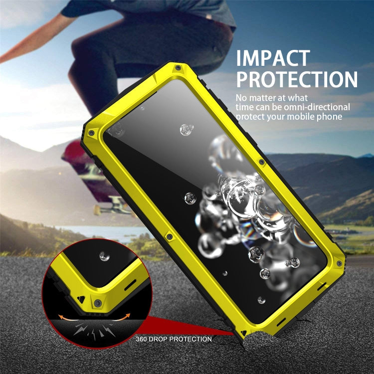 For Samsung Galaxy S20 Ultra R-JUST Waterproof Shockproof Dustproof Metal + Silicone Protective Case(Yellow) Eurekaonline