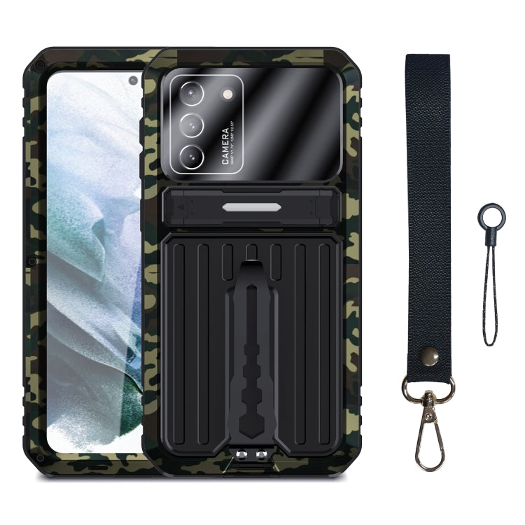 For Samsung Galaxy S21 5G Armor Shockproof Splash-proof Dust-proof Phone Case with Holder(Camouflage) Eurekaonline