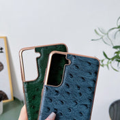 For Samsung Galaxy S21+ 5G Genuine Leather Ostrich Texture Series Nano Electroplating Phone Case(Brown) Eurekaonline
