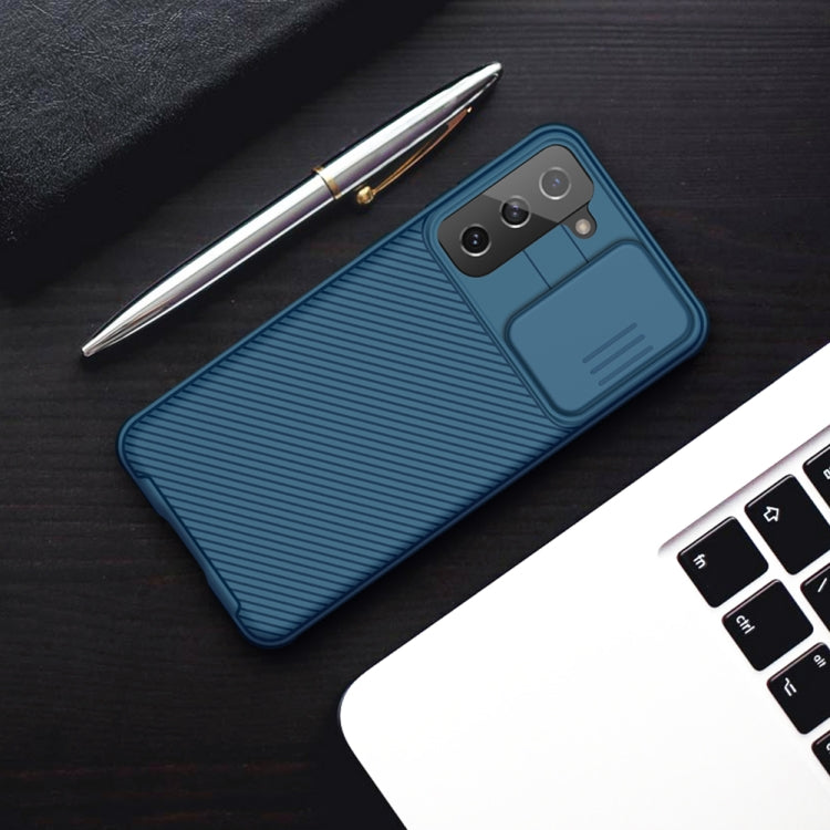 For Samsung Galaxy S21 5G NILLKIN Black Mirror Pro Series Camshield Full Coverage Dust-proof Scratch Resistant Phone Case(Blue) Eurekaonline