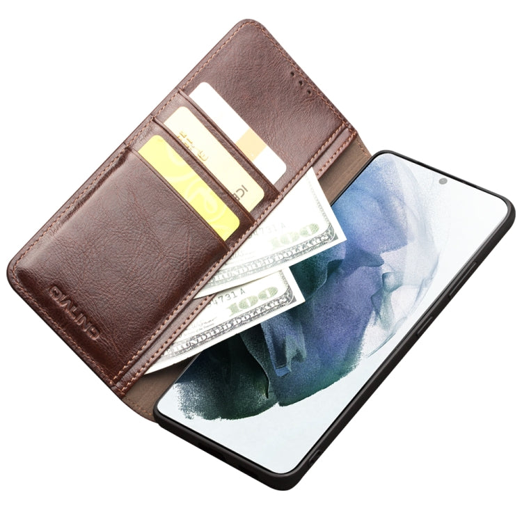 For Samsung Galaxy S21 5G QIALINO Genuine Leather Phone Case(Brown) Eurekaonline
