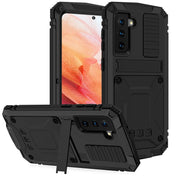 For Samsung Galaxy S21 5G R-JUST Shockproof Waterproof Dust-proof Metal + Silicone Protective Case with Holder(Black) Eurekaonline