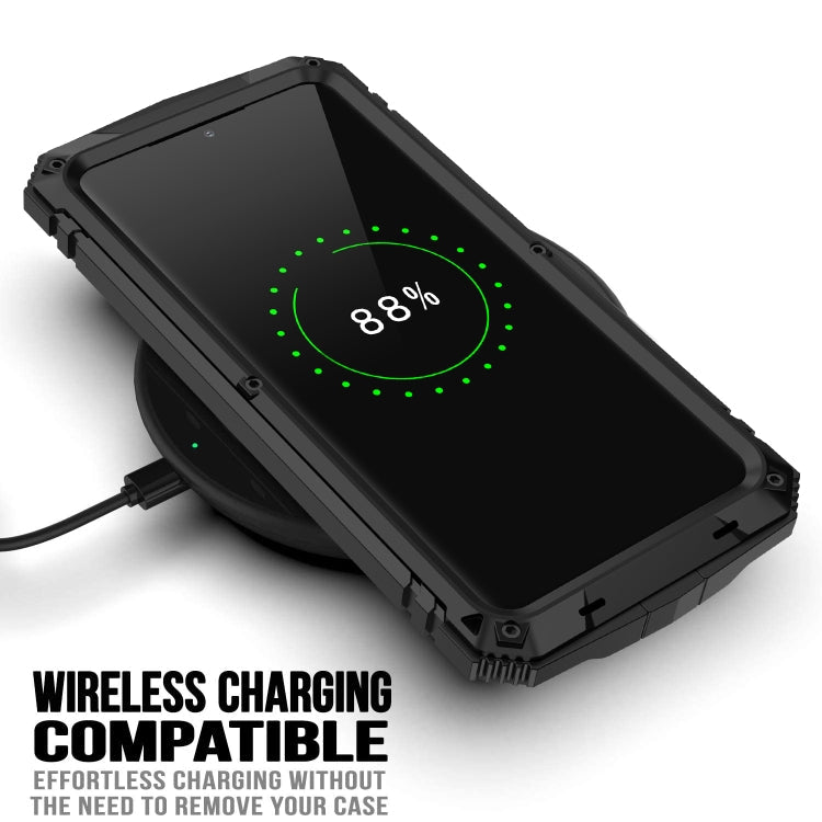 For Samsung Galaxy S21 5G R-JUST Shockproof Waterproof Dust-proof Metal + Silicone Protective Case with Holder(Black) Eurekaonline