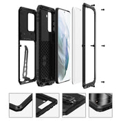 For Samsung Galaxy S21 FE Armor Shockproof Splash-proof Dust-proof Phone Case with Holder(Black) Eurekaonline