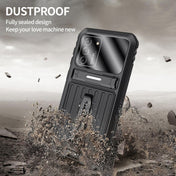 For Samsung Galaxy S21 FE Armor Shockproof Splash-proof Dust-proof Phone Case with Holder(Black) Eurekaonline