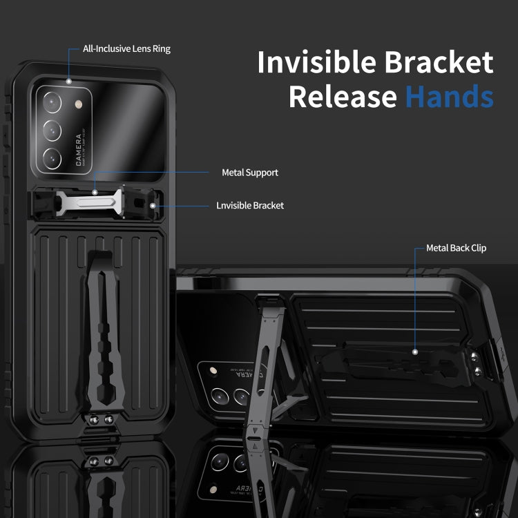 For Samsung Galaxy S21 Ultra 5G Armor Shockproof Splash-proof Dust-proof Phone Case with Holder(Black) Eurekaonline