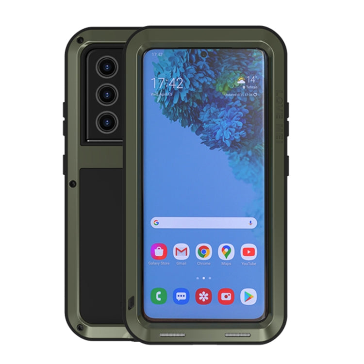 For Samsung Galaxy S21 Ultra 5G LOVE MEI Metal Shockproof Waterproof Dustproof Protective Case without Glass(Army Green) Eurekaonline
