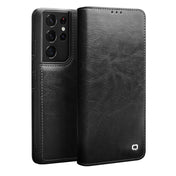 For Samsung Galaxy S21 Ultra 5G QIALINO Genuine Leather Phone Case(Black) Eurekaonline