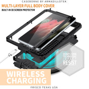 For Samsung Galaxy S21 Ultra 5G R-JUST Sliding Lens Cover Shockproof Dustproof Waterproof Metal + Silicone Case with Invisible Holder(Black) Eurekaonline
