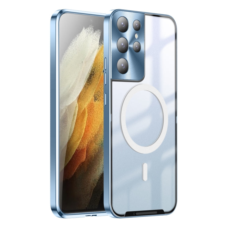For Samsung Galaxy S21 Ultra Frosted Metal Phone Case(Blue) Eurekaonline
