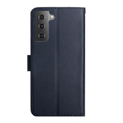 For Samsung Galaxy S22+ 5G Genuine Leather Fingerprint-proof Horizontal Flip Phone Case(Blue) Eurekaonline