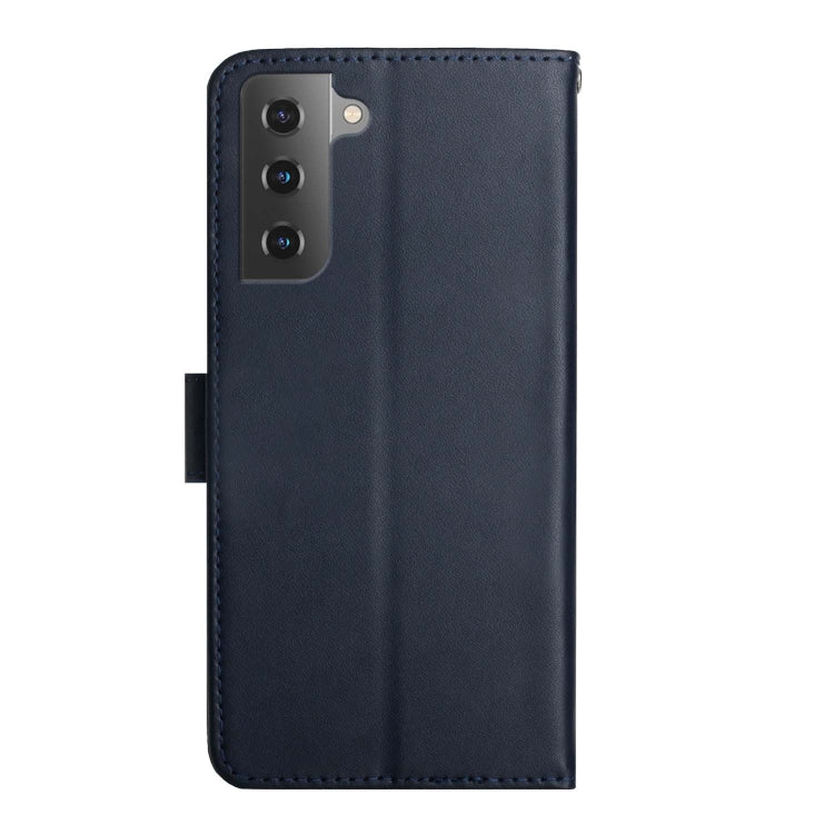 For Samsung Galaxy S22+ 5G Genuine Leather Fingerprint-proof Horizontal Flip Phone Case(Blue) Eurekaonline