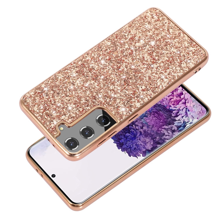 For Samsung Galaxy S22+ 5G Glitter Powder Shockproof TPU Protective Phone Case(Black) Eurekaonline