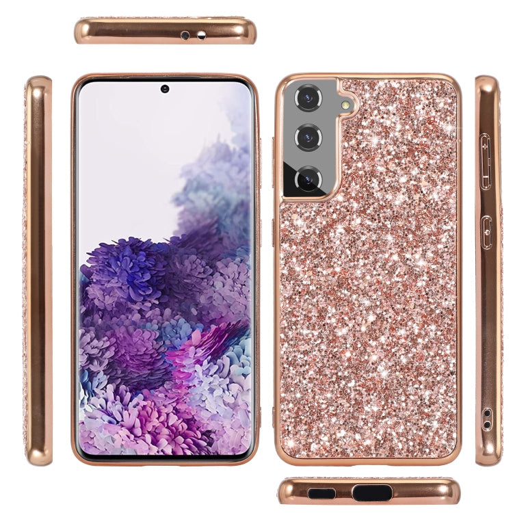 For Samsung Galaxy S22+ 5G Glitter Powder Shockproof TPU Protective Phone Case(Black) Eurekaonline