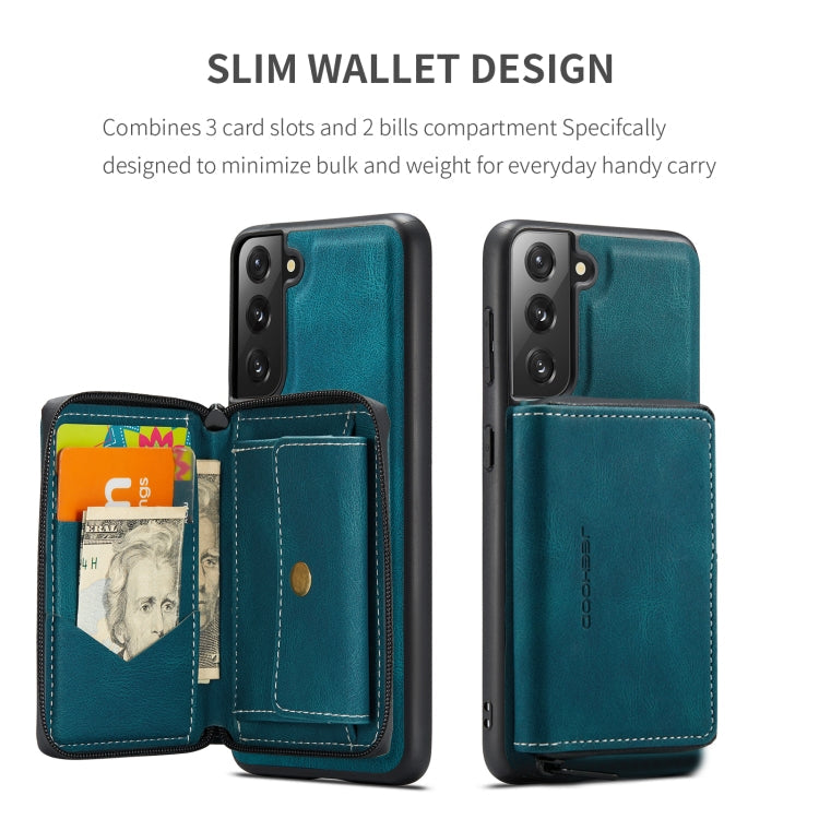 For Samsung Galaxy S22 5G JEEHOOD Magnetic Zipper Horizontal Flip Phone Leather Case(Blue) Eurekaonline