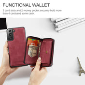 For Samsung Galaxy S22 5G JEEHOOD Magnetic Zipper Horizontal Flip Phone Leather Case(Red) Eurekaonline
