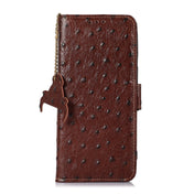 For Samsung Galaxy S22 5G Ostrich Pattern Genuine Leather RFID Phone Case(Coffee) Eurekaonline