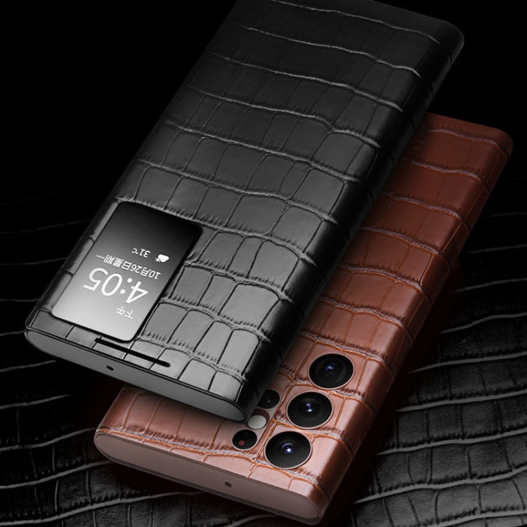 For Samsung Galaxy S22 5G QIALINO Crocodile Pattern Genuine Leather Phone Case(Black) Eurekaonline
