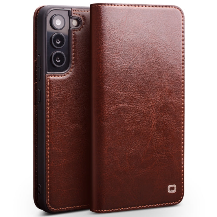 For Samsung Galaxy S22+ 5G QIALINO Genuine Leather Phone Case(Brown) Eurekaonline